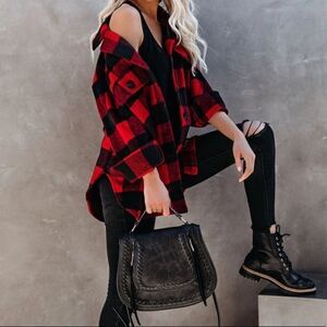 Buffalo Check Plaid Flannel Button Up Jacket